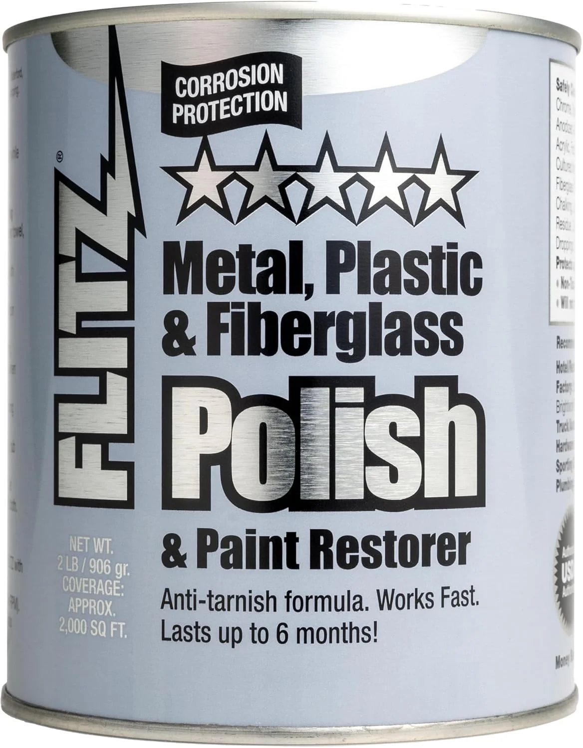 خمیر پولیش و تمیز کننده چند منظوره فلیتز برای فلز، پلاستیک، فایبرگلاس، آلومینیوم، جواهرات، نقره استرلینگ: برای ترمیم چراغ جلو + پاک کننده زنگ زدگی، ساخت ایالات متحده آمریکا، 2.0 پوند (6 عدد)