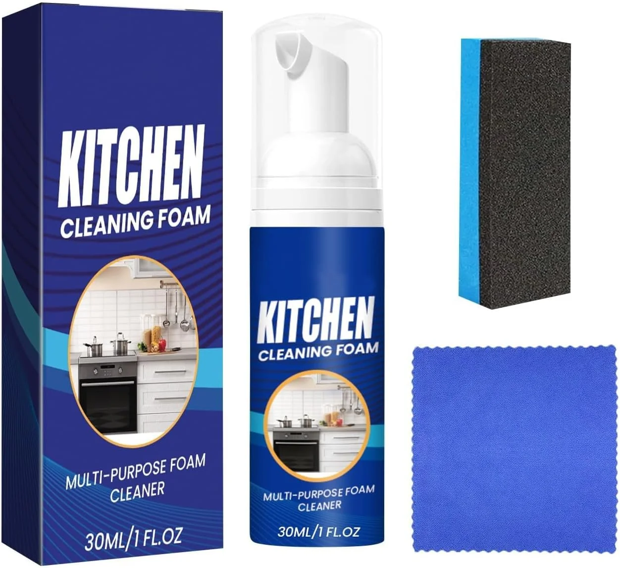اسپری فوم تمیز کننده آشپزخانه، اسپری تمیز کننده چند منظوره، فوم تمیز کننده همه کاره آشپزخانه، فوم تمیز کننده آشپزخانه، پاک کننده چند منظوره لکه های روغن و چربی، نتایج درخشان، چند منظوره و آسان