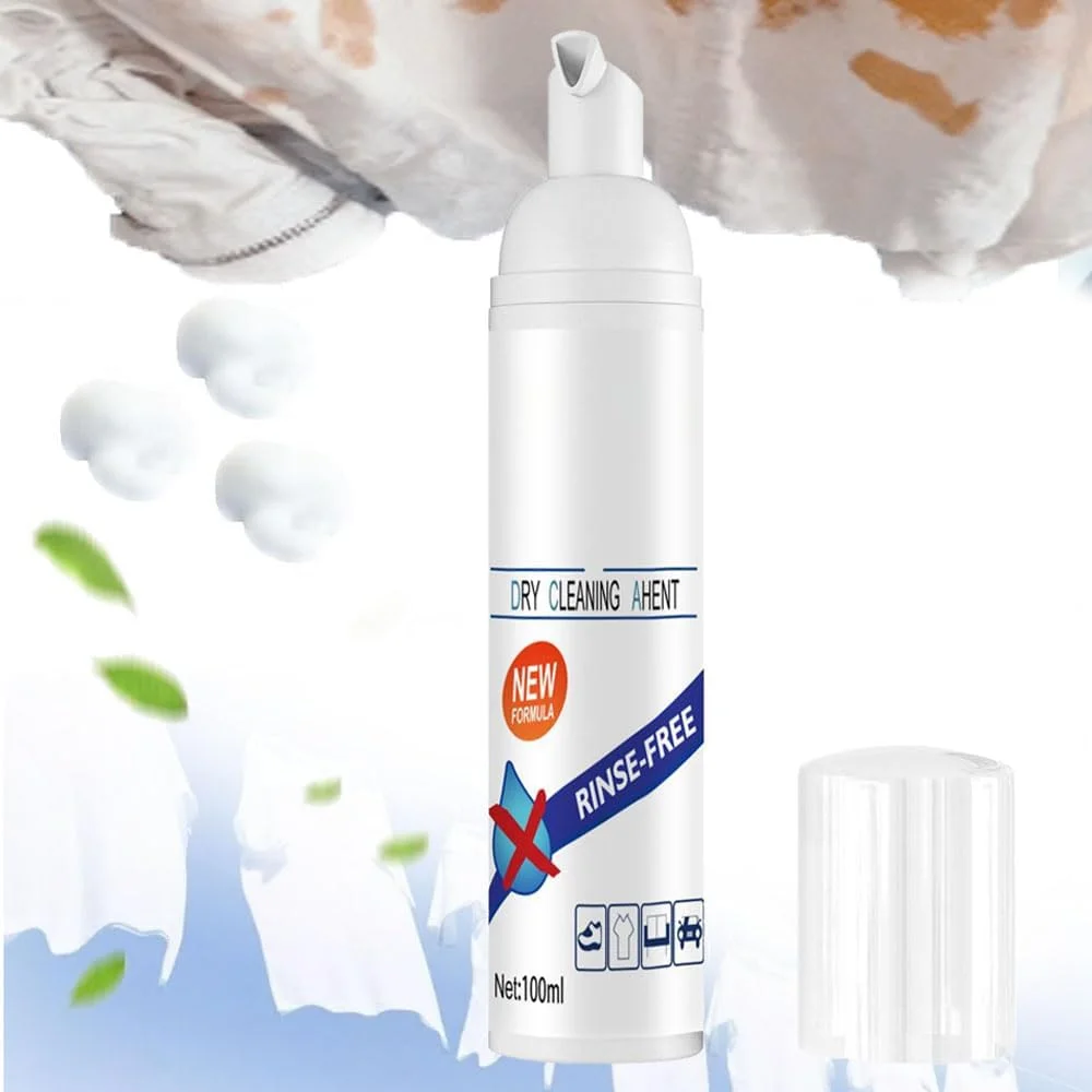 اسپری فوم خشکشویی پارچه چند منظوره، پاک کننده فوم لباس بدون نیاز به آبکشی، پاک کننده فوم خشک برای لباس، پاک کننده لکه های همه منظوره بدون نیاز به آبکشی برای لباس (1)