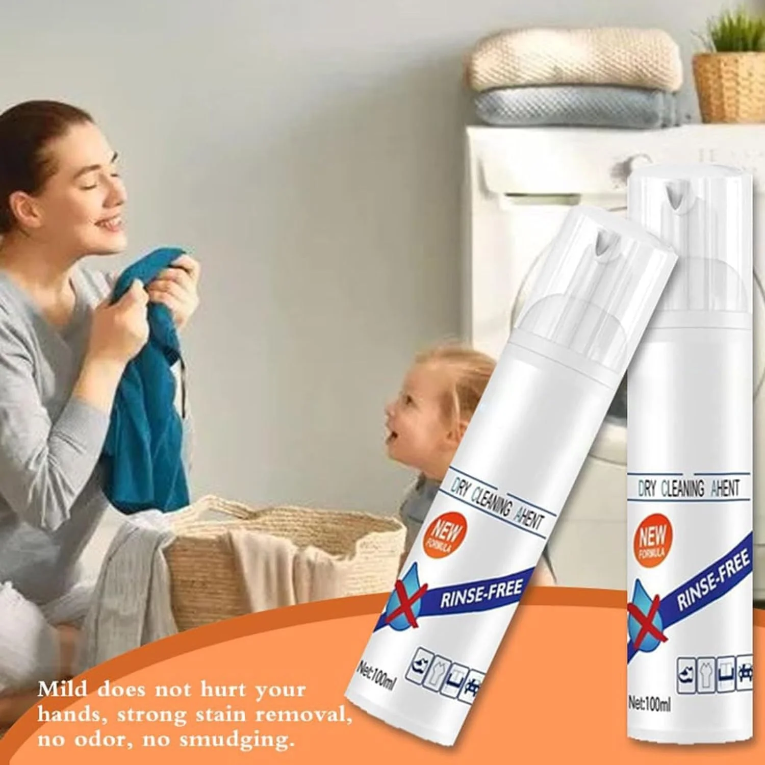 اسپری فوم خشکشویی پارچه چند منظوره، پاک کننده فوم لباس بدون نیاز به آبکشی، پاک کننده فوم خشک برای لباس، پاک کننده لکه های همه منظوره بدون نیاز به آبکشی برای لباس (1)