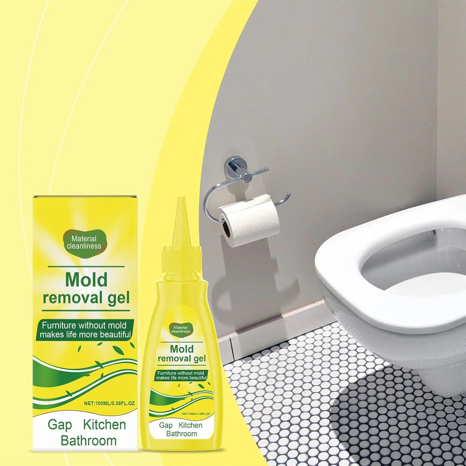 Mold Stain Remover Gel - 100ML Dirt Caulk Removal,Bathroom Grout Cleaner - for Kitchen Bathroom Sink Shower Bathtub Refrigerator Gasket Toilet Seat