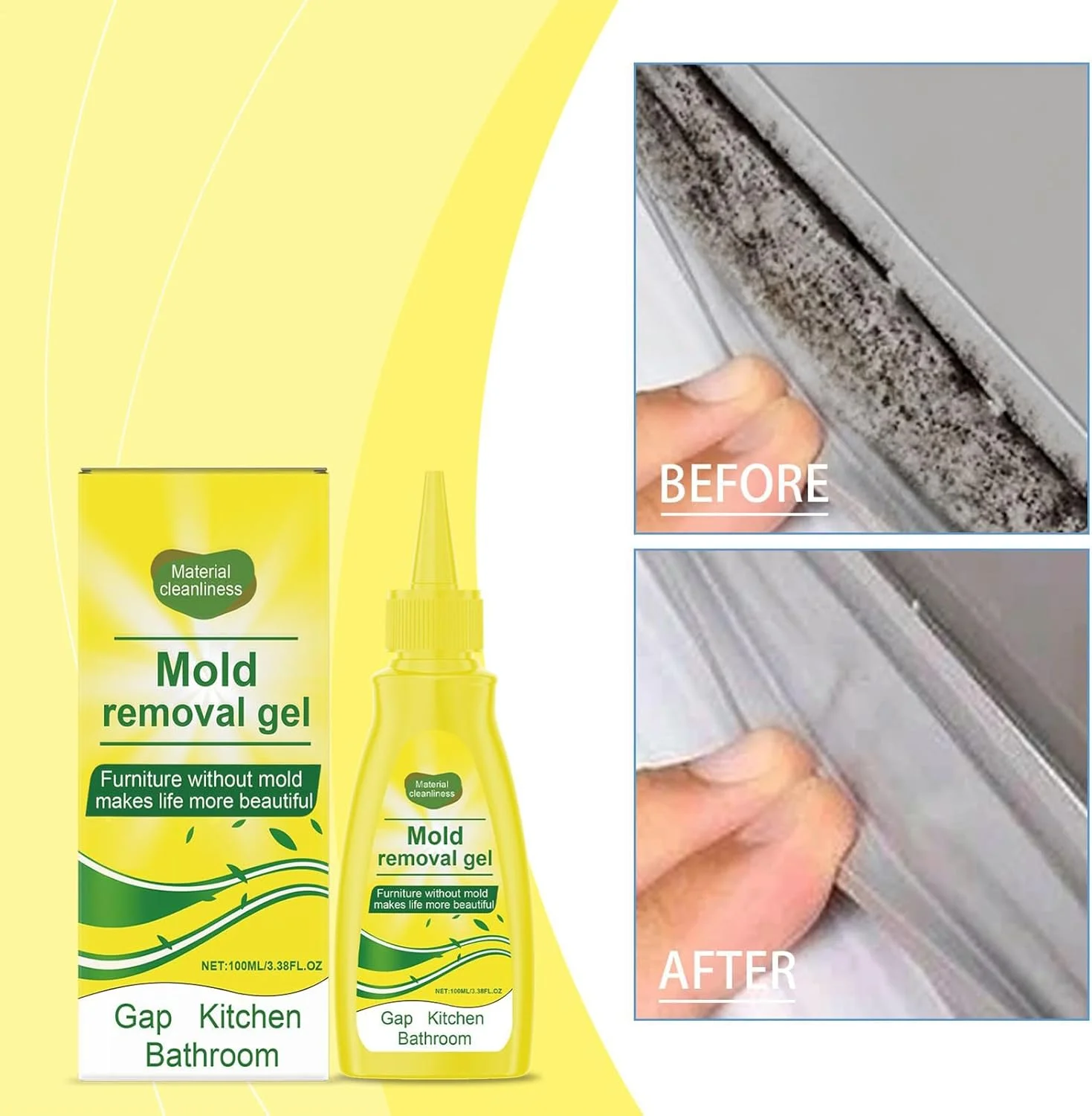 ژل از بین برنده کپک - جرم گیر خانگی 100 میلی لیتر، تمیز کننده ماشین لباسشویی - برای سینک آشپزخانه حمام دوش وان یخچال واشر توالت