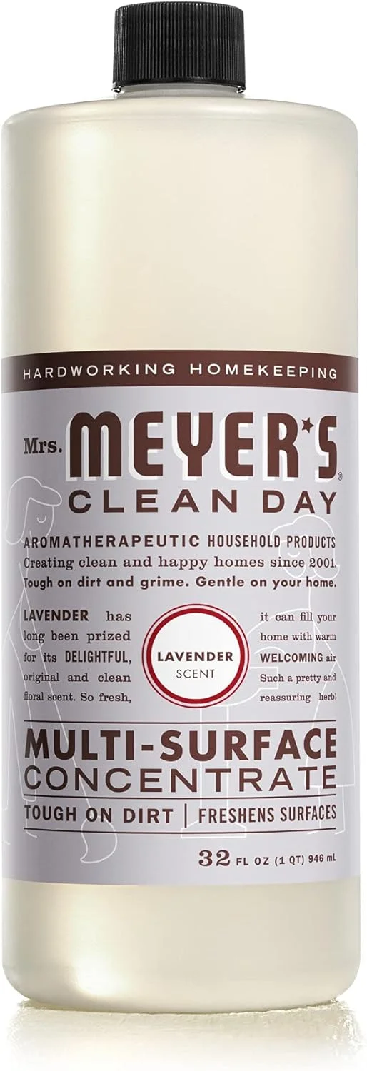 مایع پاک کننده چند منظوره غلیظ MRS. MEYER'S CLEAN DAY، مناسب برای تمیز کردن کف، کاشی، پیشخوان، اسطوخودوس، 946 میلی لیتر مایع پاک کننده چند منظوره غلیظ MRS. MEYER'S CLEAN DAY، مناسب برای تمیز کردن کف، کاشی، پیشخوان، اسطوخودوس، 946 میلی لیتر