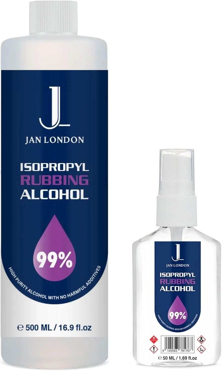 الکل ایزوپروپیل جان لندن، IPA با خلوص بالا 99.9% - ضدعفونی کننده و پاک کننده چند منظوره برای سطوح، لوازم الکترونیکی، کمک های اولیه و موارد دیگر - تبخیر سریع، بدون باقی مانده، بسته 2 عددی، 550 میلی لیتر