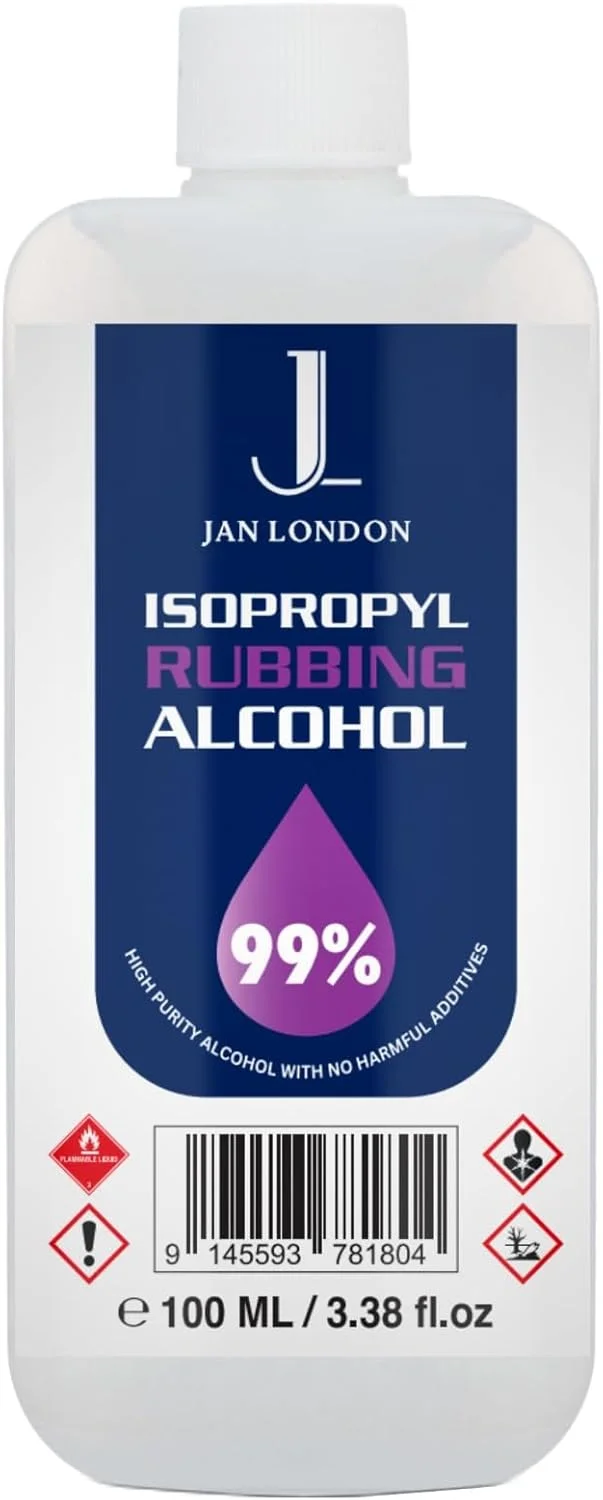 الکل ایزوپروپیل جان لندن، IPA با خلوص بالا 99.9% - ضدعفونی کننده و پاک کننده چند منظوره برای سطوح، لوازم الکترونیکی، کمک های اولیه و موارد دیگر - تبخیر سریع، بدون باقی مانده، 100 میلی لیتر