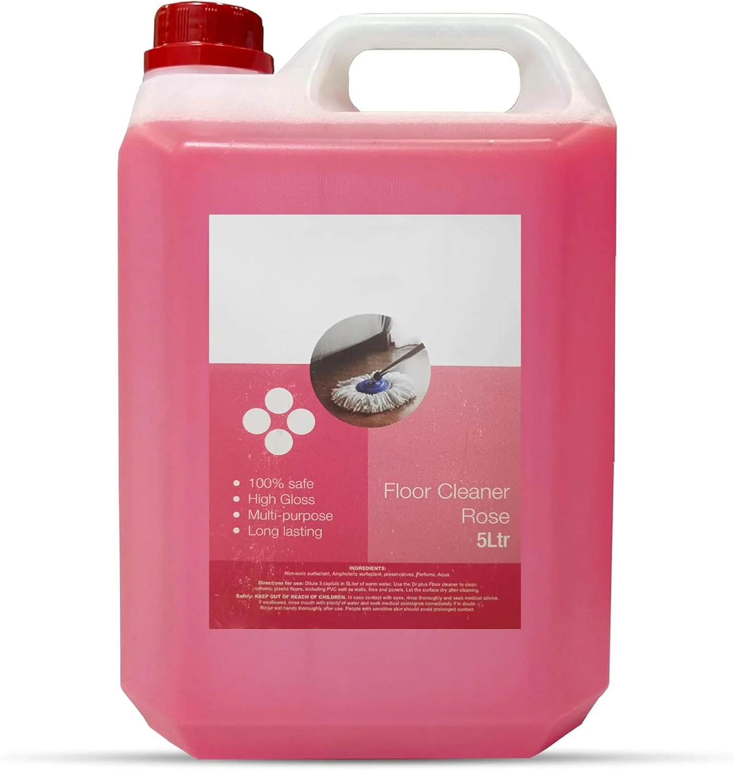 تجهیزات پزشکی کینگ ماریوت، مایع تمیز کننده و ضدعفونی کننده 5 لیتری چند منظوره + مایع تمیز کننده کف 5 لیتری با رایحه گل رز | 100% ایمن | براق کننده قوی | چند منظوره (مایع تمیز کننده کف 5 لیتری با رایحه گل رز)