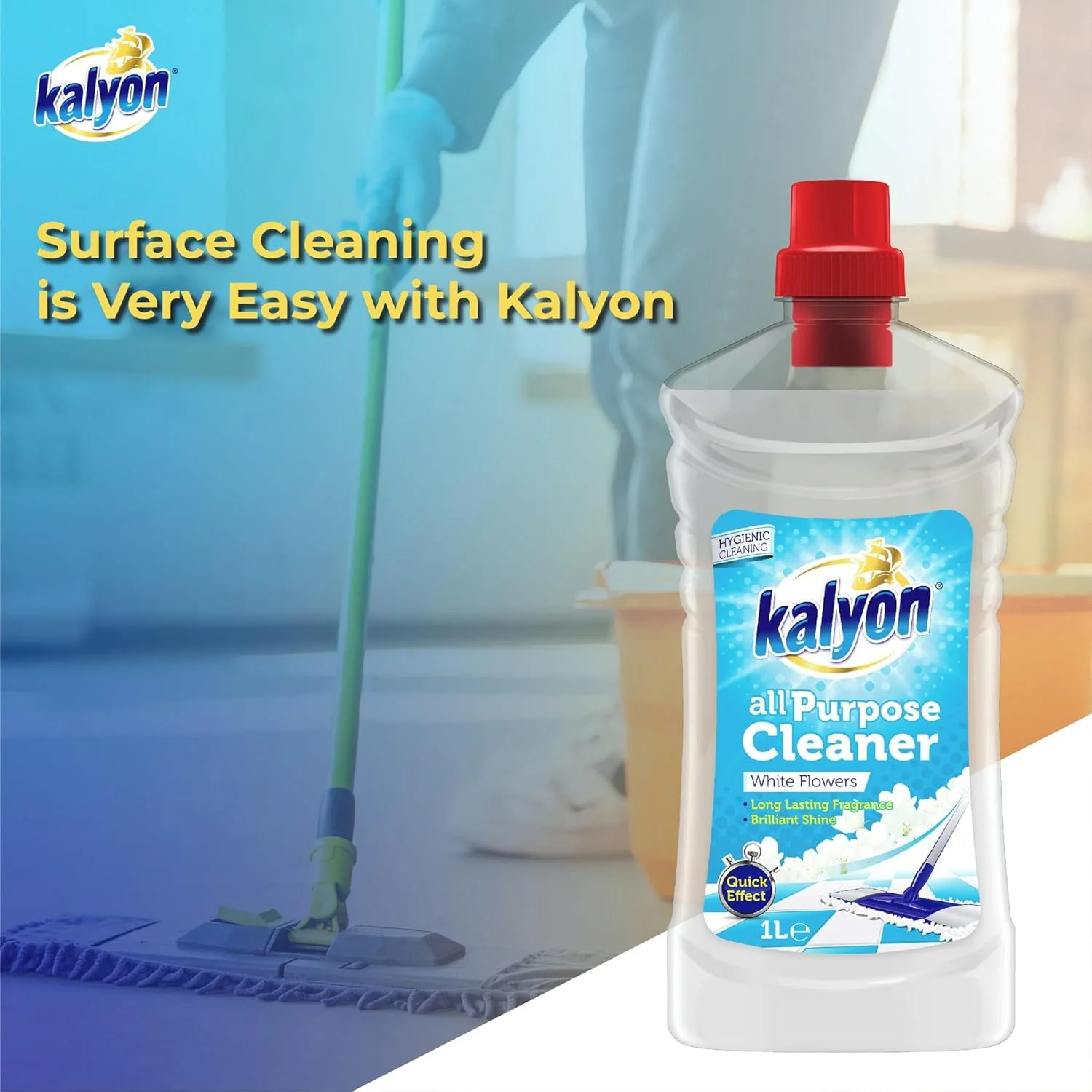 مایع پاک کننده چند منظوره کالیون با رایحه گل های سفید 1 لیتر