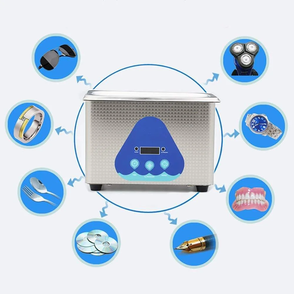 دستگاه تمیز کننده التراسونیک حرفه ای JavoN با ظرفیت 0.8 لیتر، دستگاه تمیز کننده اولتراسوند، با تایمر، استیل ضد زنگ، برای حلقه، نقره، عینک، ساعت، جواهرات، سکه، لوازم جانبی صنعتی، برد مدار و غیره