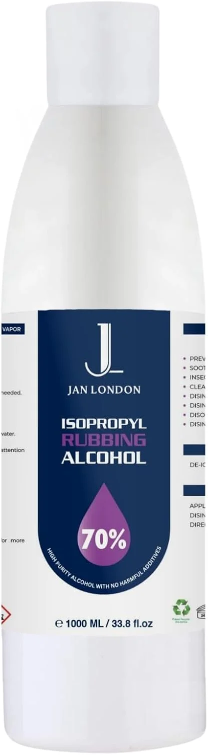 الکل مالشی ایزوپروپیل JAN LONDON، IPA 70% - ضد عفونی کننده و پاک کننده چند منظوره برای زخم ها، سطوح، لوازم الکترونیکی - خشک شدن سریع، بدون باقی مانده، 1 لیتر