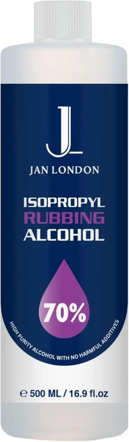 الکل ایزوپروپیل 70% جان لندن، ضدعفونی کننده و پاک کننده چند منظوره برای زخم ها، سطوح، لوازم الکترونیکی - خشک شدن سریع، بدون باقی مانده، 500 میلی لیتر