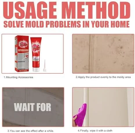 ژل پاک کننده کپک خانگی، 2 عدد ژل شیمیایی پاک کننده کپک 120 گرمی، ژل پاک کننده سریع و قوی کپک مناسب برای لکه های کاشی آشپزخانه و حمام