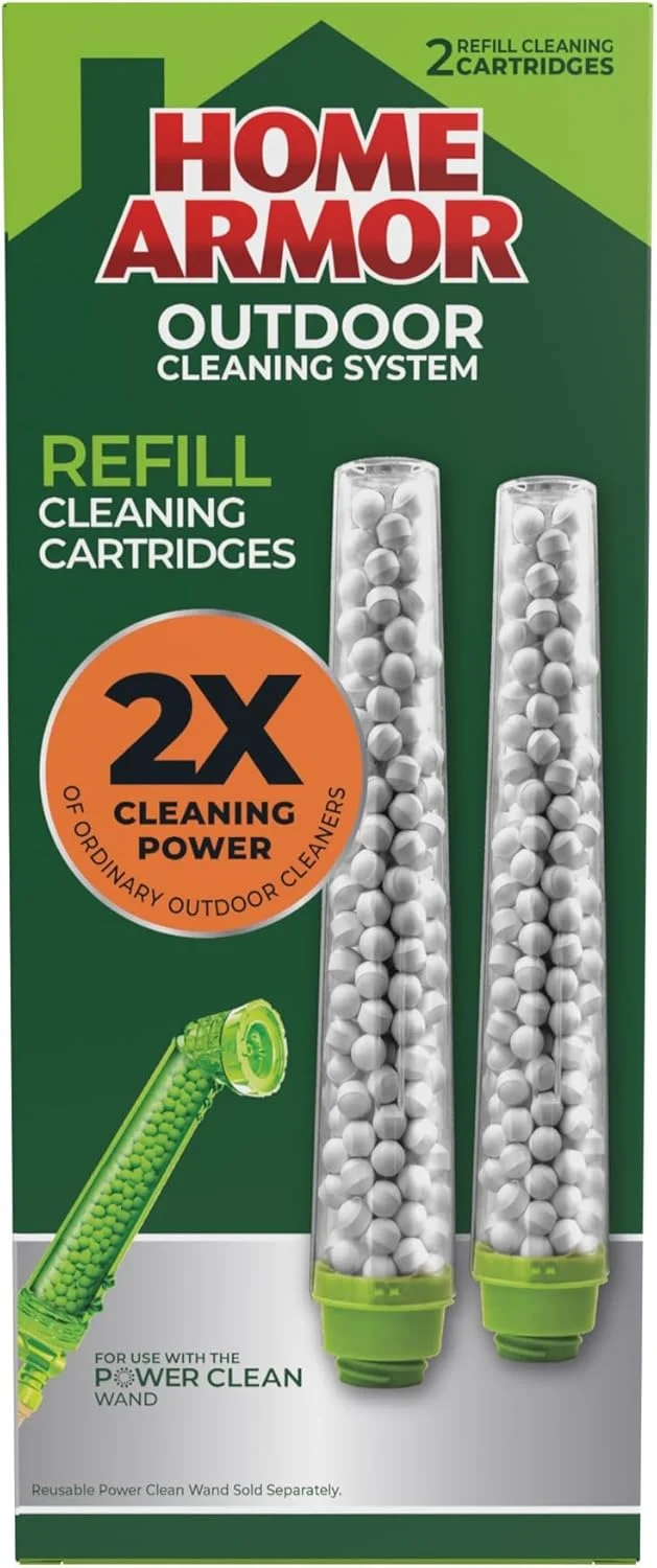 کارتریج تمیز کننده شارژ مجدد Home Armor، بسته 2 عددی، برای استفاده با Power Clean Wand، 2 برابر قدرت تمیز کنندگی پاک کننده های معمولی فضای باز، کارتریج تمیز کننده یکبار مصرف