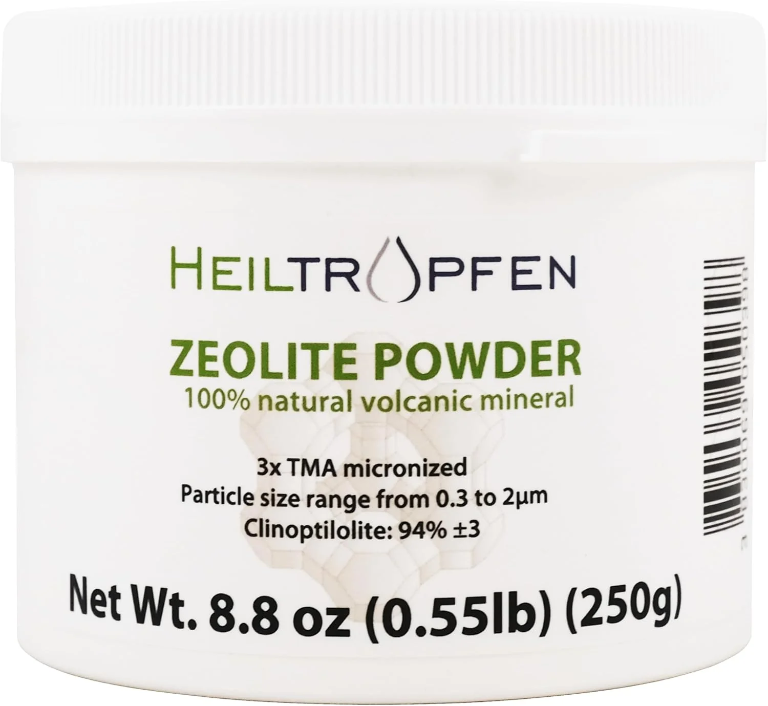 پودر زئولیت Heiltropfen، 250 گرم - 0.55 پوند، فوق العاده ریز کمتر از 2 میکرومتر، کلینوپتیلولیت: 95٪، 3 برابر فعال شده، گرد و غبار معدنی طبیعی.