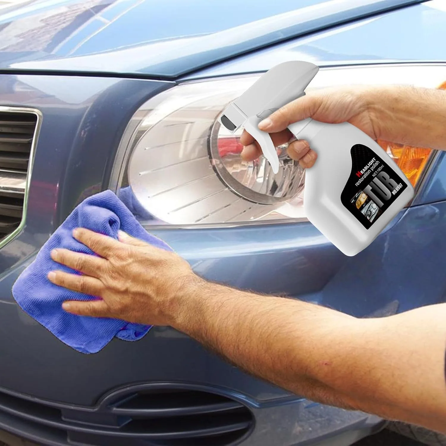کیت اسپری تمیز کننده و پولیش چراغ جلوی خودرو، پولیش ترمیم کننده چراغ جلو، پاک کننده و محافظ برای نگهداری چراغ های زرد شده خودرو