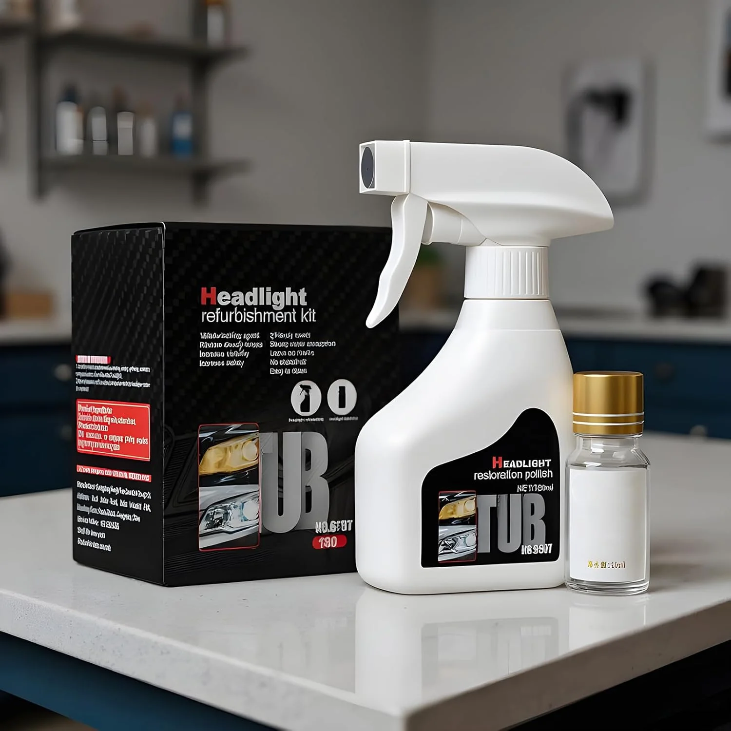 کیت اسپری تمیز کننده و پولیش چراغ جلوی خودرو، پولیش ترمیم کننده چراغ جلو، پاک کننده و محافظ برای نگهداری چراغ های زرد شده خودرو