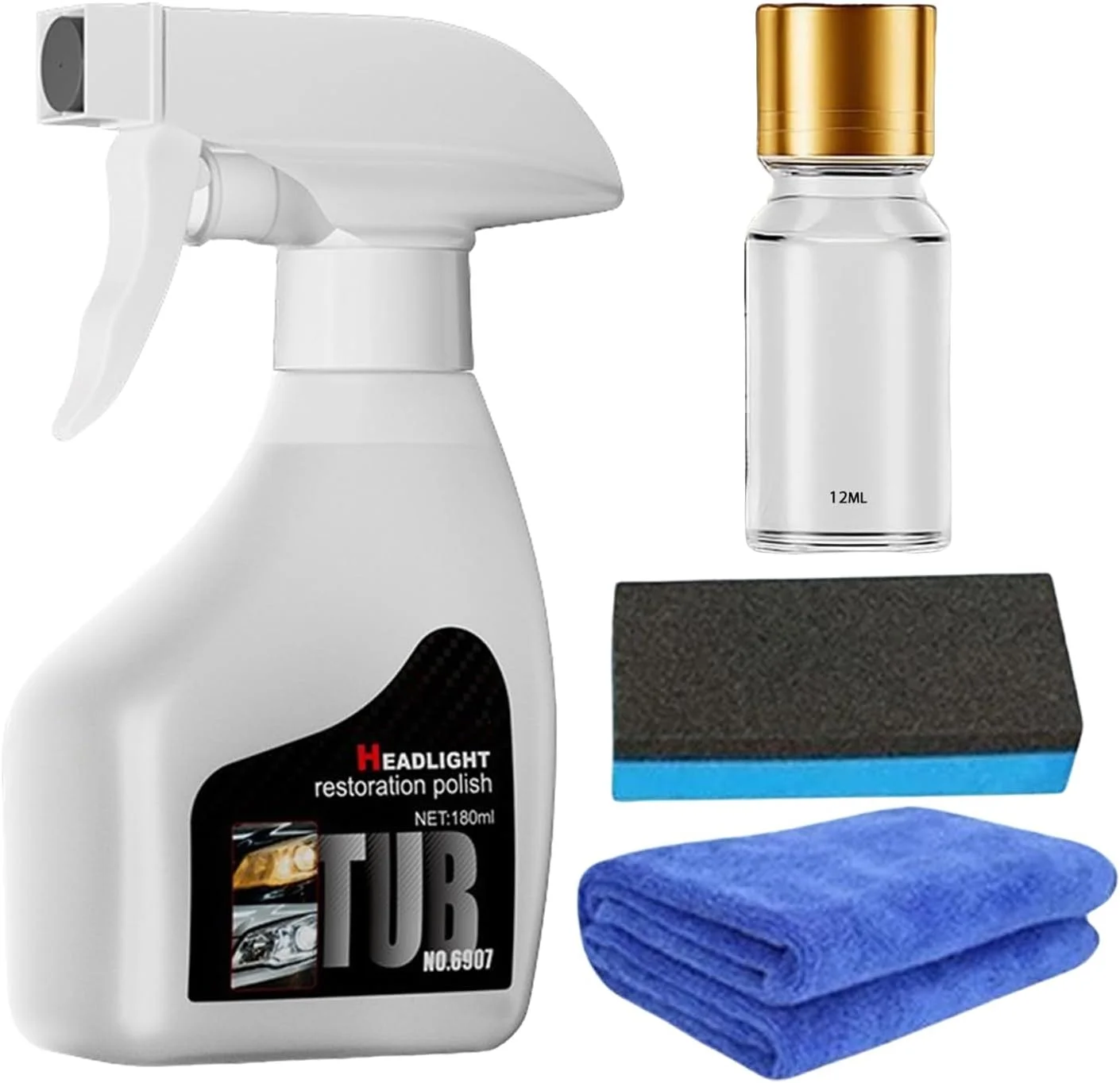 اسپری تمیز کننده چراغ جلو خودرو - کیت تمیز کننده و ترمیم چراغ جلو | پولیش ترمیم کننده محافظت کننده برای رفع زردی و خط و خش چراغ های خودرو