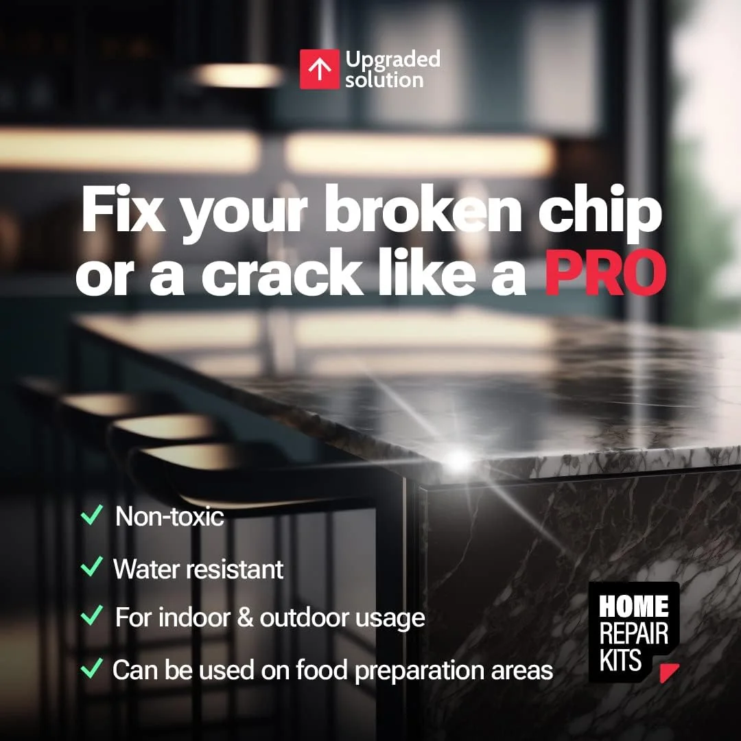 کیت تعمیر گرانیت، مرمر، کوارتز و اکریلیک (شفاف/بی رنگ) - مناسب برای اکثر تعمیرات، همچنین برای سطوح کاشی، پیشخوان، فایبرگلاس و سرامیک - ترک ها و لب پریدگی های شکسته را در عرض چند دقیقه تعمیر کنید