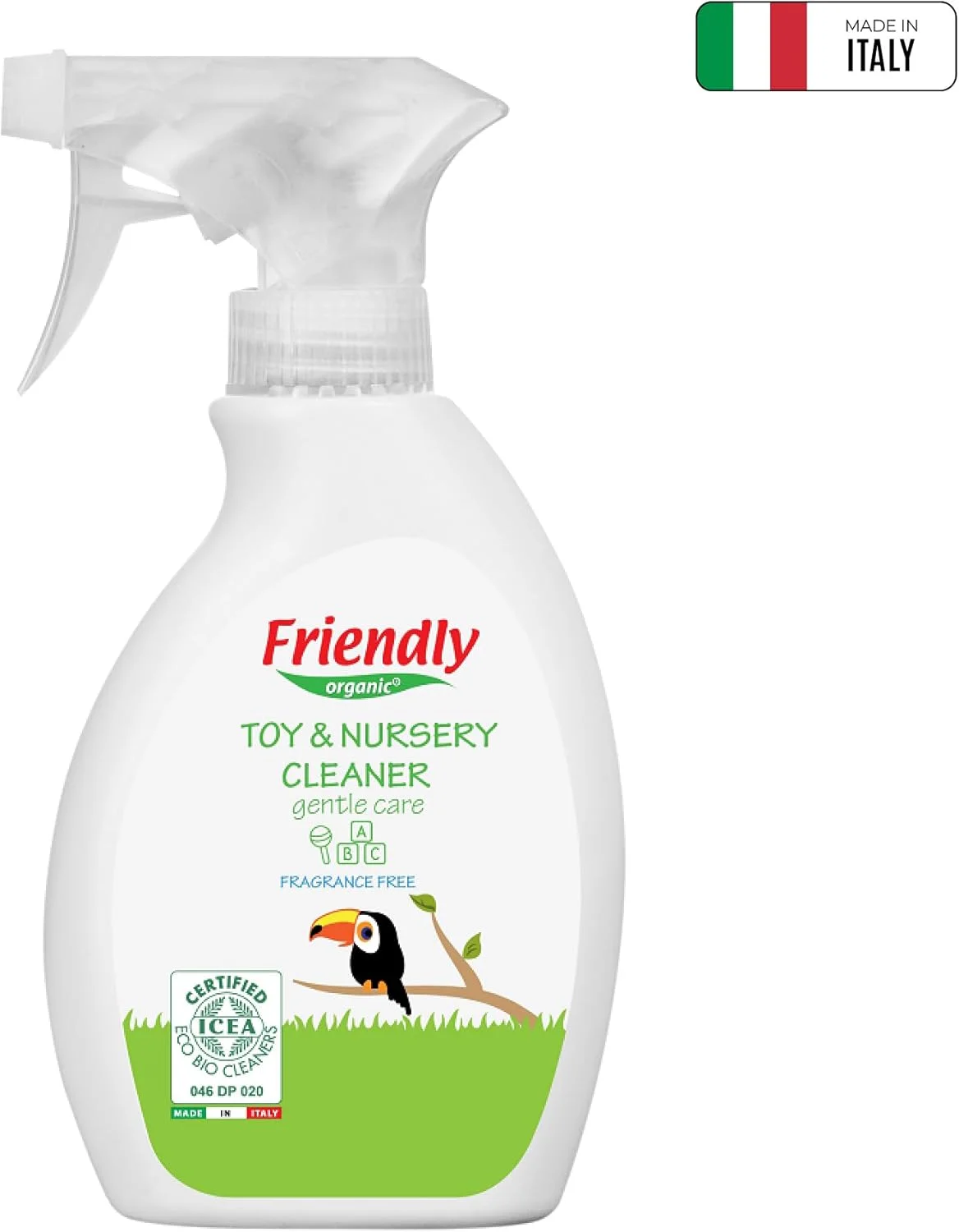 اسپری تمیز کننده اسباب بازی و اتاق کودک فرندلی ارگانیک | بطری اسپری 250 میلی لیتری با استفاده آسان برای اسباب بازی ها و مکان مورد علاقه کودکان | بدون الکل، کلر، عطر و رنگ