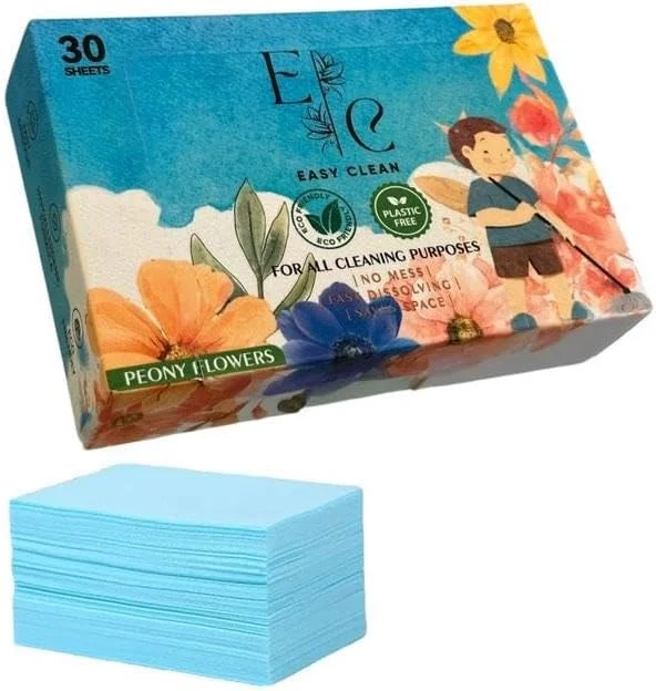 تمیز کننده کف - تمیز کننده توالت - ورق های 100٪ حل شدنی سازگار با محیط زیست - بسته بندی بدون پلاستیک - تمیز کننده همه منظوره فقط بنداز و تی بکش!