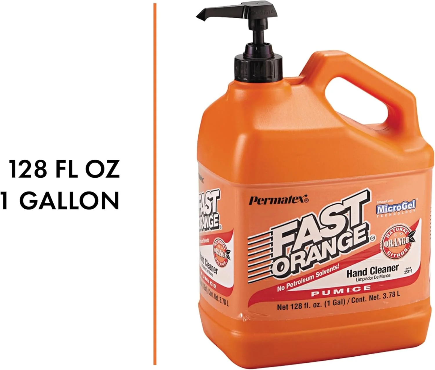 مایع پاک کننده دست پمیسی Fast Orange Permatex 25219 با پمپ، 128 اونس مایع