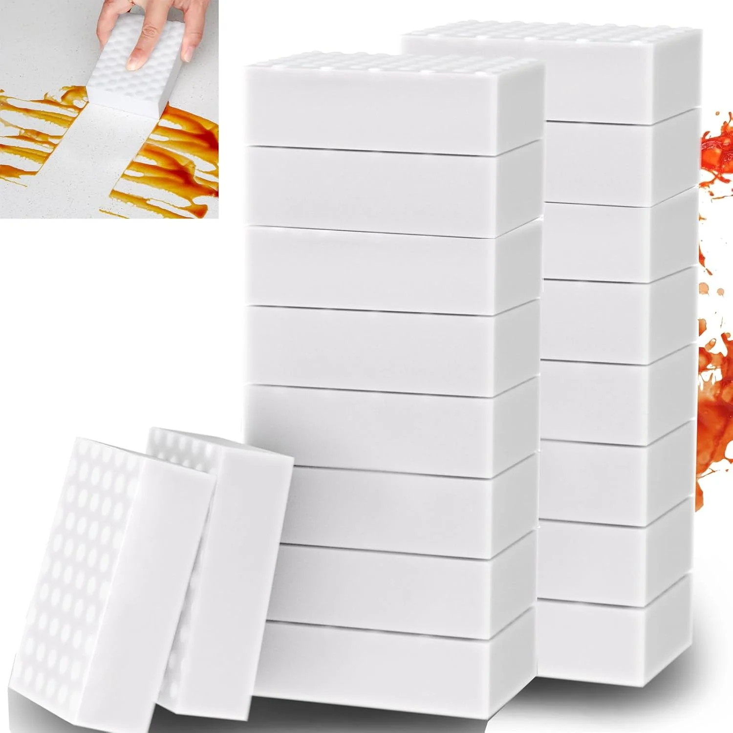 اسفنج پاک کننده لکه، بسته 32 عددی اسفنج پاک کننده، اسفنج جادویی، اسفنج تمیز کننده، 2 برابر اسفنج ملامینه پلاس، اسفنج شگفت انگیز، اسفنج تمیز کننده سفید برای مصارف خانگی، آشپزخانه، دیوار 10 x 7 x 2 سانتی متر