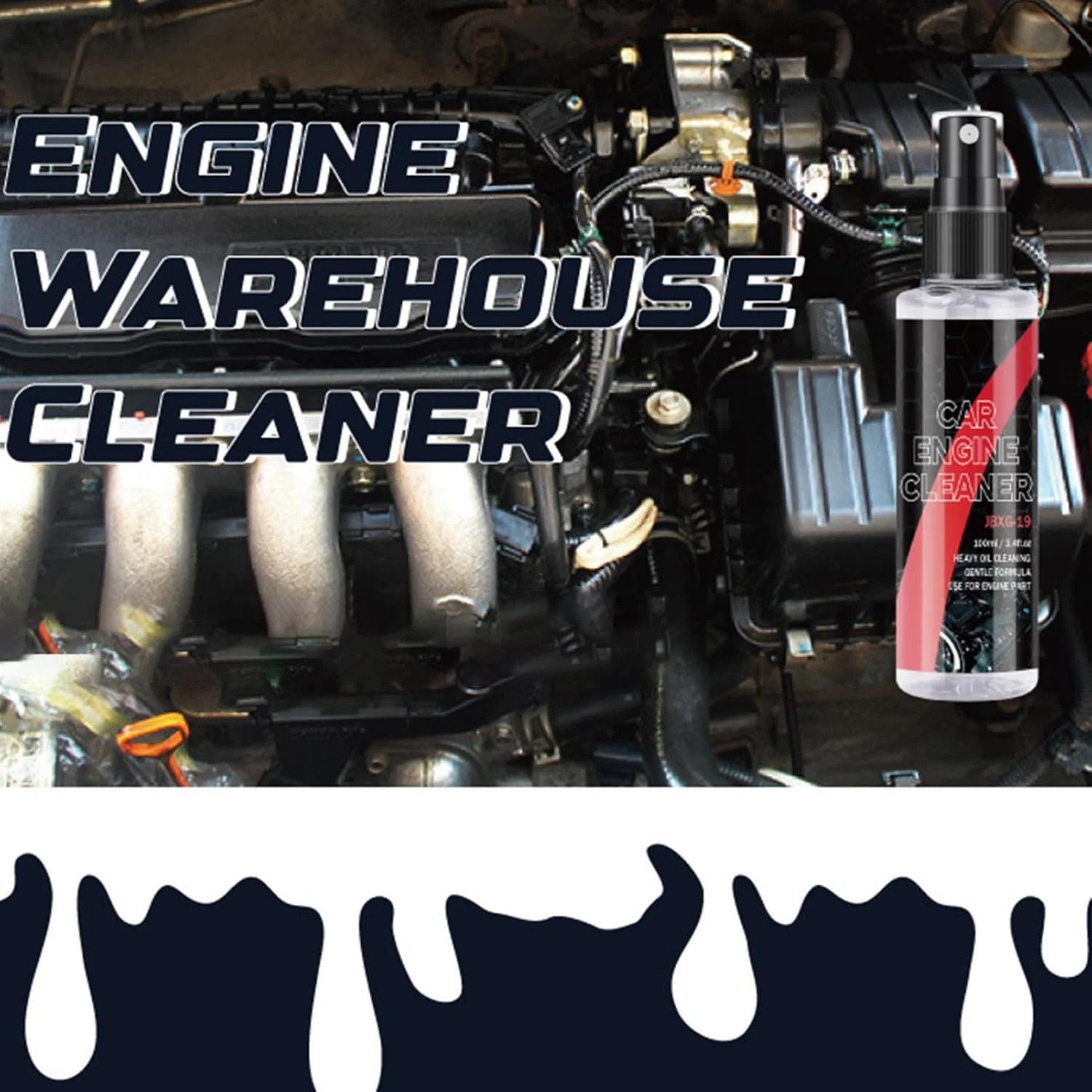 اسپری چربی زدای موتور - 100 میلی لیتر پاک کننده روغن محفظه موتور، لوازم دیتیلینگ خودرو با تولید ماندگار، ابزار تمیز کننده حرفه ای برای از بین بردن لکه های روغن، دوده و گرد و غبار