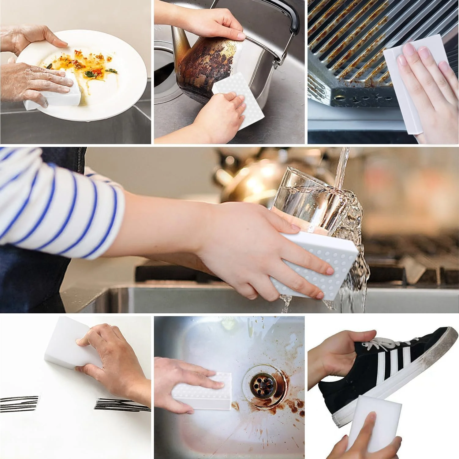 اسفنج پاک کننده لکه، بسته 32 عددی اسفنج پاک کننده، اسفنج جادویی، اسفنج تمیز کننده، 2 برابر اسفنج ملامینه پلاس، اسفنج شگفت انگیز، اسفنج تمیز کننده سفید برای مصارف خانگی، آشپزخانه، دیوار 10 x 7 x 2 سانتی متر