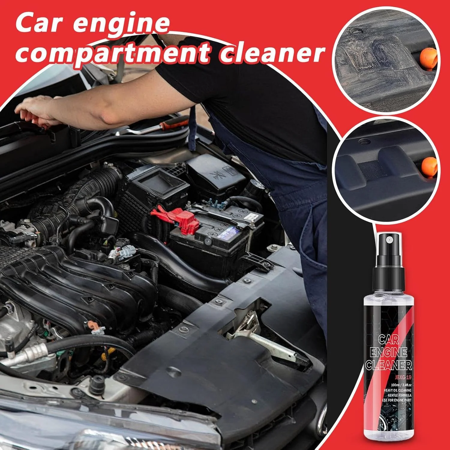 اسپری تمیز کننده موتور، 100 میلی لیتر پاک کننده روغن محفظه موتور - لوازم دیتیلینگ خودرو با عملکرد سریع و تمیز کننده عمیق برای مراقبت روزانه، نگهداری کامیون و تعمیرگاه خودرو اسپری تمیز کننده موتور، 100 میلی لیتر پاک کننده روغن محفظه موتور - لوازم دیتیلینگ خودرو با عملکرد سریع و تمیز کننده عمیق برای مراقبت روزانه، نگهداری کامیون و تعمیرگاه خودرو