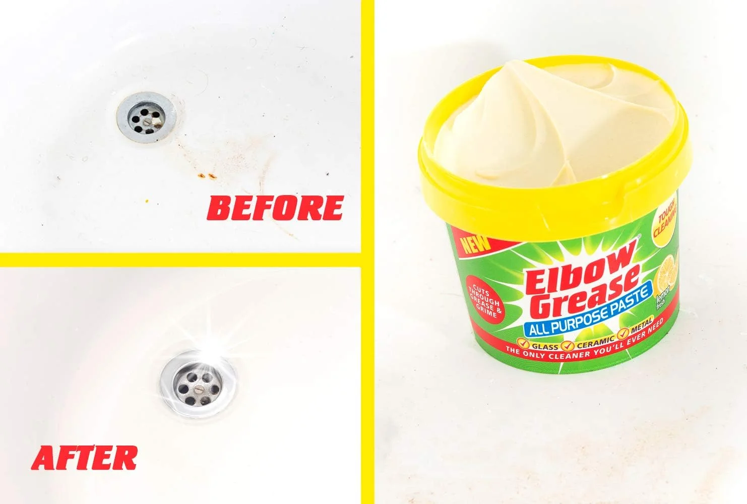 خمیر پاک کننده چند منظوره Elbow Grease با رایحه لیمو، مناسب برای حمام و آشپزخانه، 500 گرم