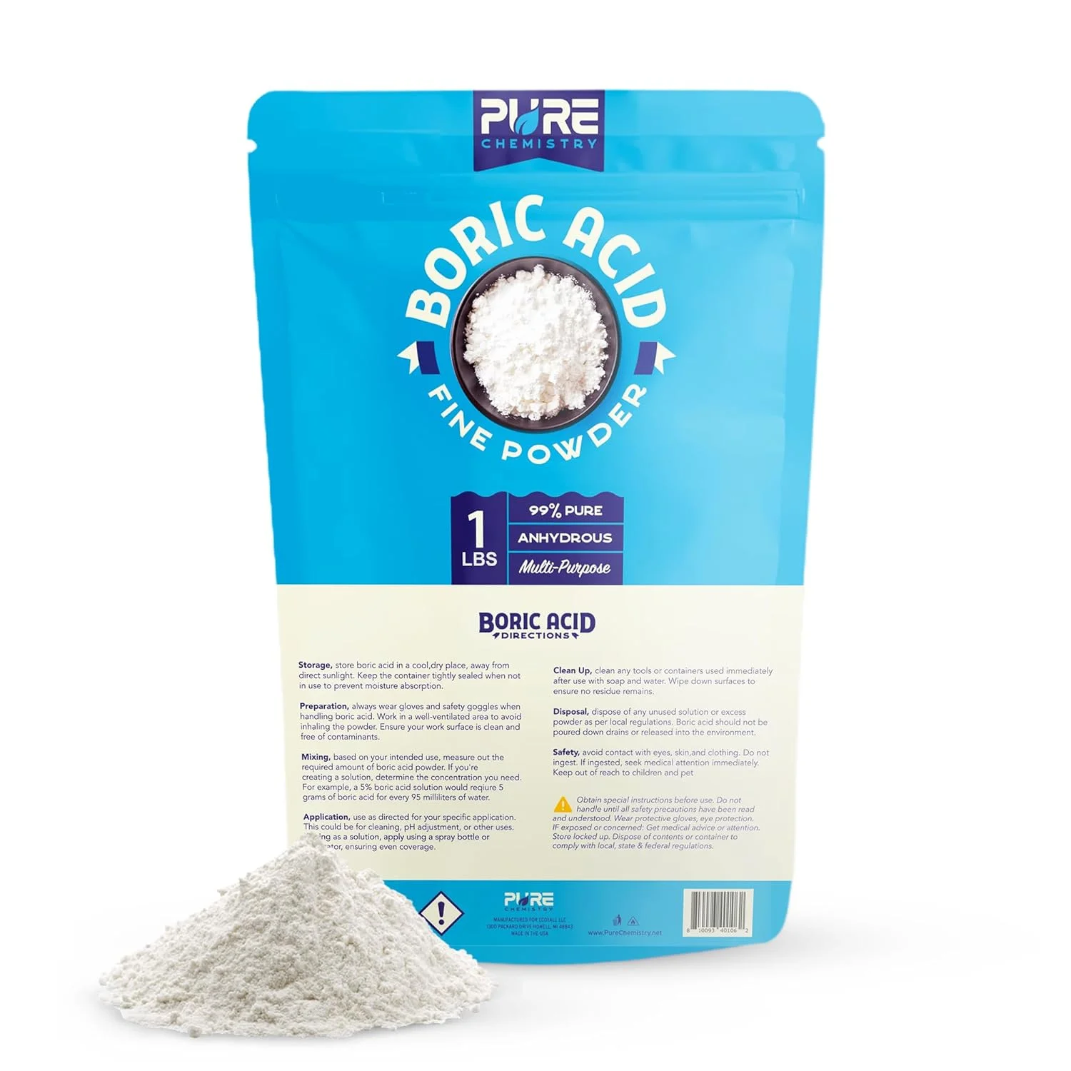 پودر اسید بوریک اکوکزال، 450 گرم - خلوص 99.9٪ - پودر ریز چند منظوره بسیار موثر - کیسه 450 گرمی بدون آب - قدرت درجه صنعتی پودر اسید بوریک اکوکزال، 450 گرم - خلوص 99.9٪ - پودر ریز چند منظوره بسیار موثر - کیسه 450 گرمی بدون آب - قدرت درجه صنعتی