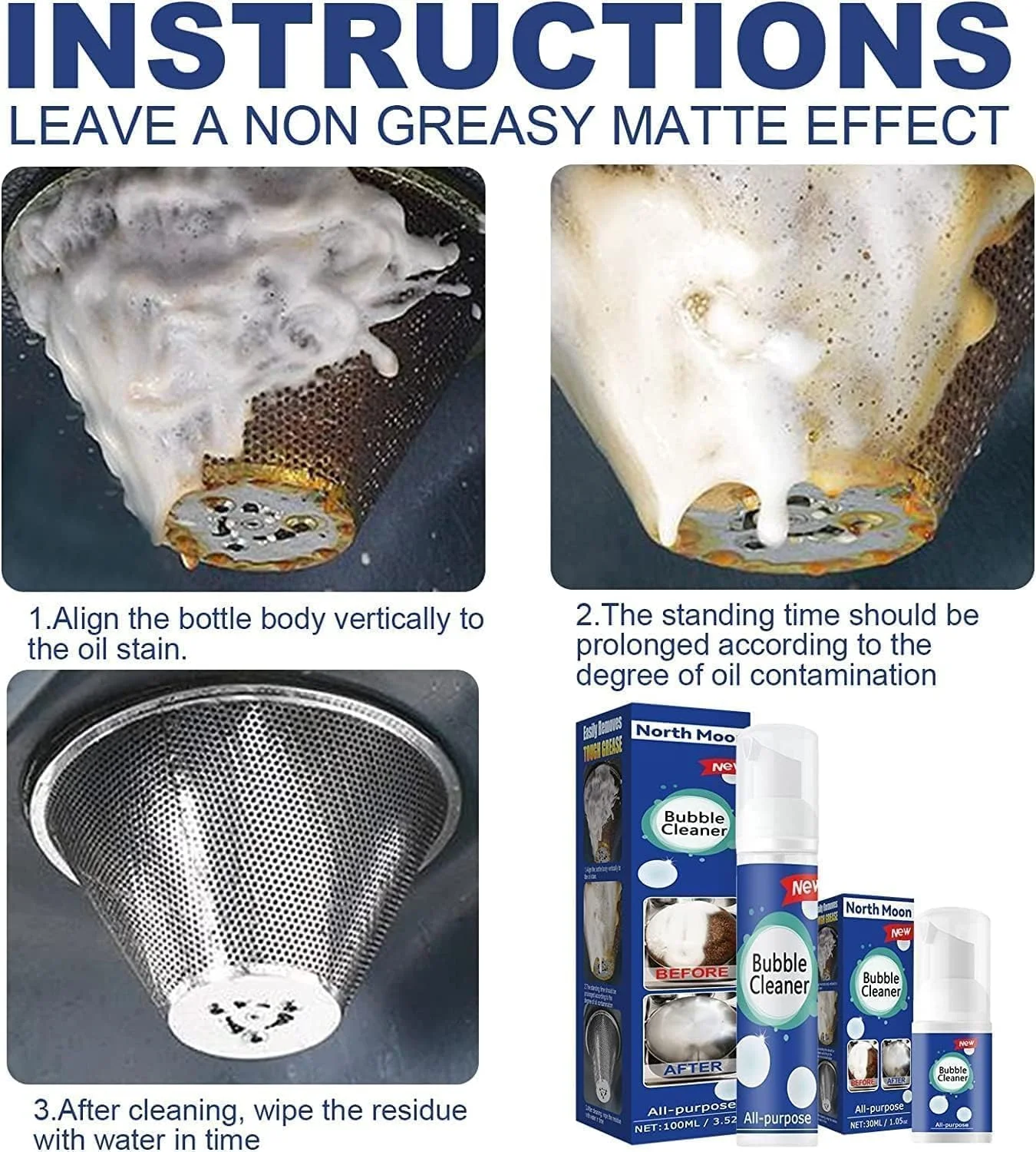 اسپری فوم پاک کننده چربی قوی، اسپری تمیز کننده عمیق آشپزخانه بدون نیاز به آبکشی، پاک کننده فوم چند منظوره، پاک کننده فوم همه منظوره، برای چربی ها و کثیفی های سرسخت (2 عدد)