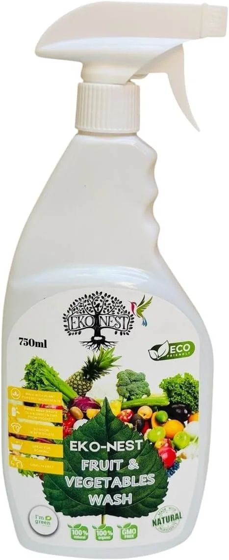 مایع شستشوی میوه و سبزیجات EKO-NEST، پاک کننده طبیعی محصولات، از بین برنده آفت کش ها و موم ها، 750 میلی لیتر مایع شستشوی میوه و سبزیجات EKO-NEST، پاک کننده طبیعی محصولات، از بین برنده آفت کش ها و موم ها، 750 میلی لیتر