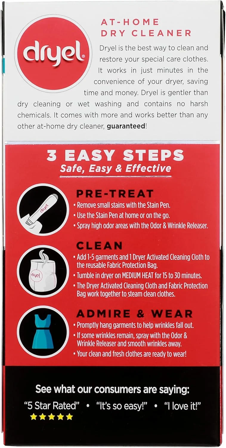 کیت استارتر خشکشویی خانگی Dryel با کیف، رایحه Breeze Clean، 1 کیت کیت استارتر خشکشویی خانگی Dryel با کیف، رایحه Breeze Clean، 1 کیت