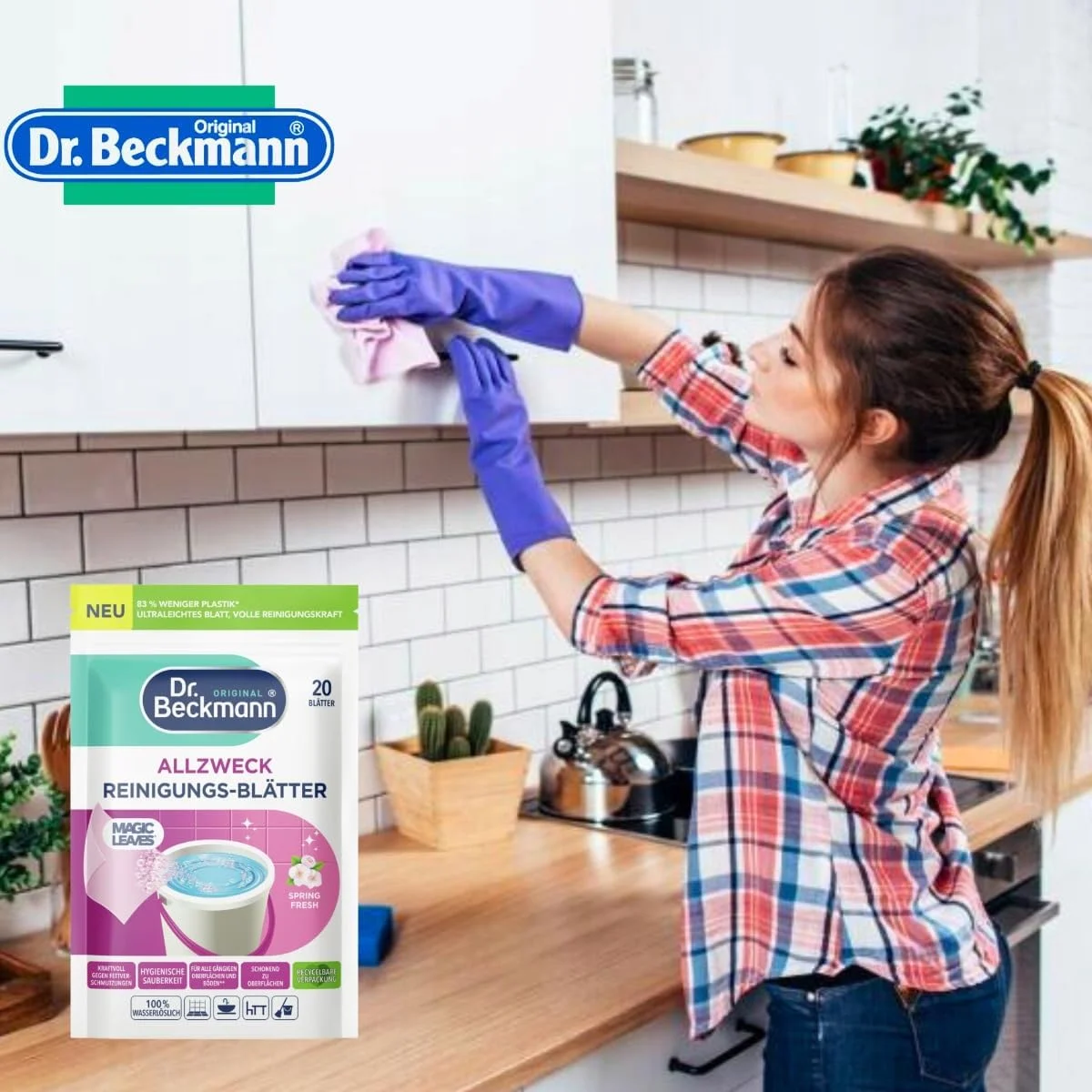 برگه های تمیز کننده چند منظوره با رایحه بهاری دکتر بکمن، 20 عدد