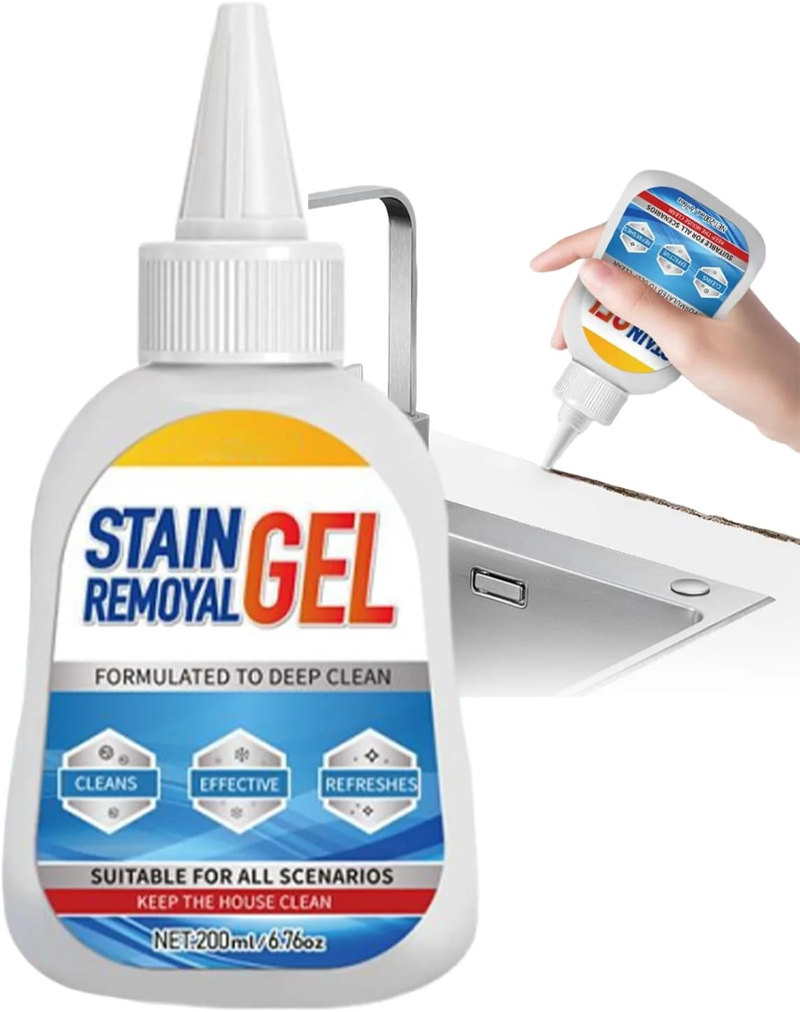 ژل تمیز کننده ماشین لباسشویی و سطوح، 200 میلی لیتر - ژل تمیز کننده برای سینک روغن، دیوار اتاق لباسشویی، آشپزخانه، حمام، لکه های ماشین لباسشویی، مناسب برای منزل