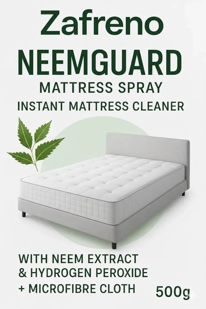 اسپری تمیز کننده فوری تشک زافرنو NeemGuard با هیدروژن پراکسید، اسپری خوشبو کننده و لکه بر 500 میلی لیتری، فرمول عصاره Neem