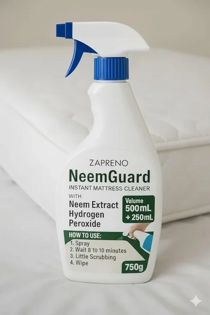 اسپری تمیز کننده فوری تشک زافرنو NeemGuard با هیدروژن پراکسید، اسپری خوشبو کننده و لکه بر 500 میلی لیتری، فرمول عصاره Neem