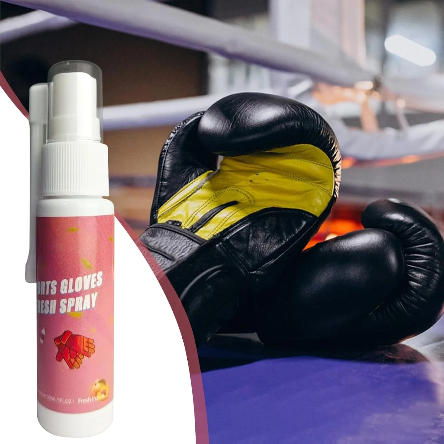 اسپری از بین برنده بوی بد دستکش بوکس 30 میلی لیتر - محافظت در برابر بو - اسپری تمیز کننده برای وسایل ورزشی، کیف باشگاه، چکمه کار، کلاه ایمنی، کفش، پدهای فوتبال و دستکش بوکس