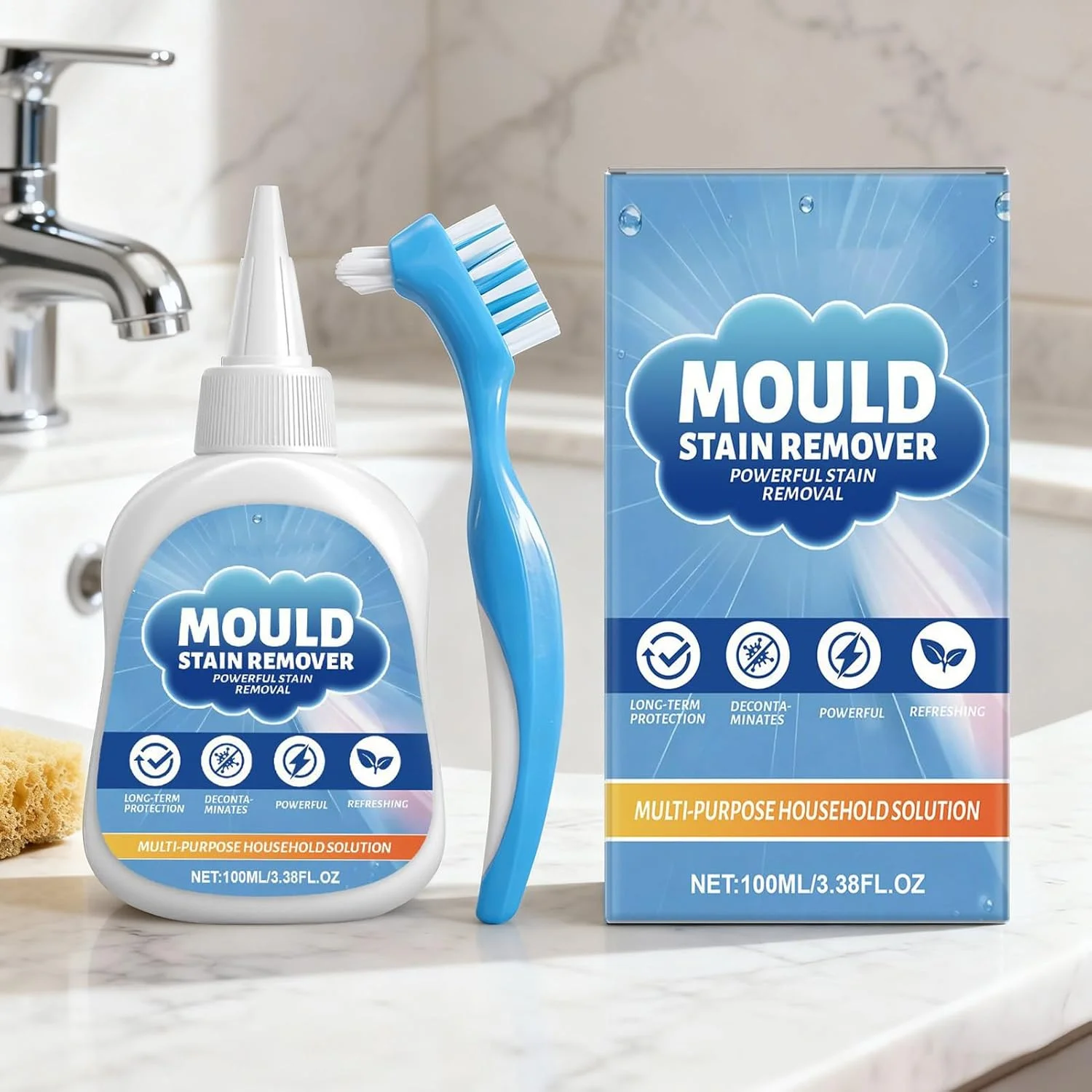 ژل از بین برنده کپک | پاک کننده قوی 100 میلی لیتری - ژل از بین بردن لکه های کپک دوش - برای حمام، دوش، آشپزخانه، توالت، ماشین لباسشویی، ماشین ظرفشویی، لباسشویی و وان حمام