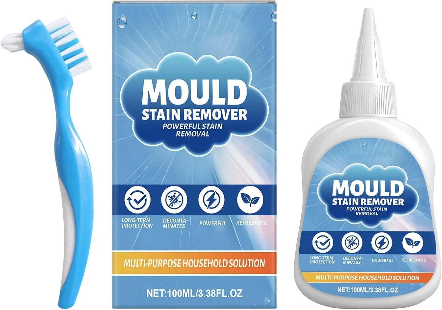 ژل از بین برنده کپک - 100 میلی لیتر، جرم گیر قوی، ژل از بین برنده کپک ماشین لباسشویی - برای حمام، دوش، آشپزخانه، توالت، ماشین لباسشویی، ماشین ظرفشویی، رختشویی و وان حمام