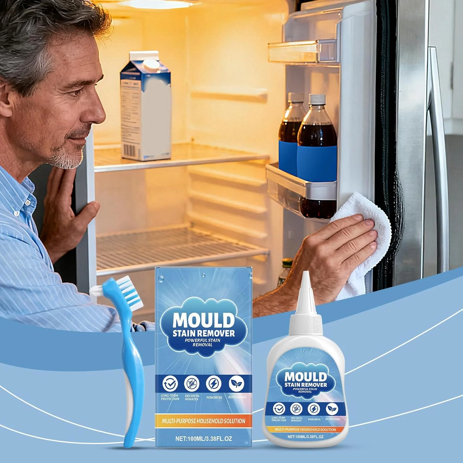 ژل پاک کننده لکه کپک | رسوب زدای قوی 100 میلی لیتری | پاک کننده لکه لباس های خانگی - برای حمام، دوش، آشپزخانه، توالت، ماشین لباسشویی، ماشین ظرفشویی، لباسشویی و وان