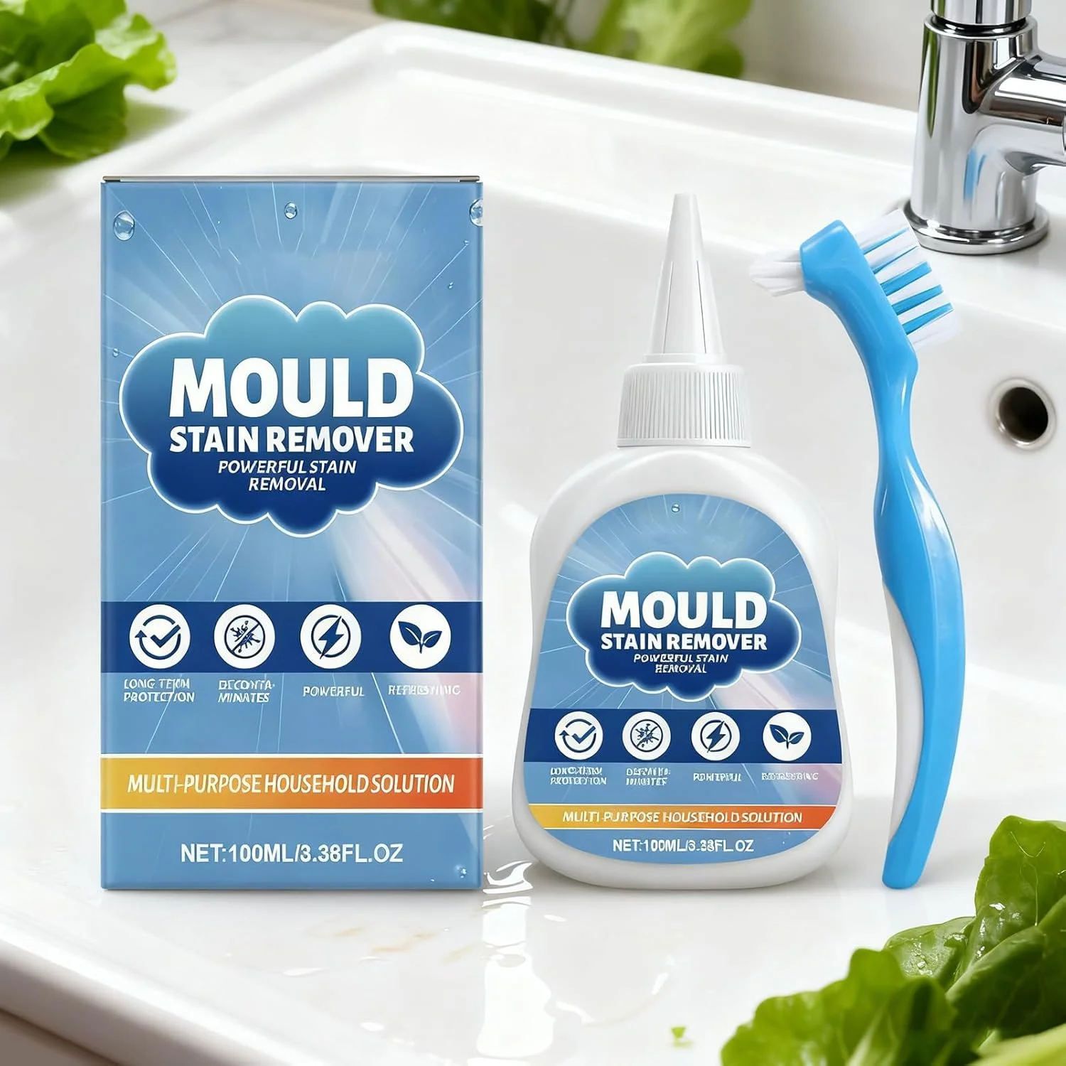 ژل پاک کننده کپک ماشین لباسشویی - پاک کننده قوی 100 میلی لیتری | ژل تمیز کننده لکه های دوغاب حمام | برای حمام، دوش، آشپزخانه، توالت، ماشین لباسشویی، ماشین ظرفشویی، لباسشویی و وان حمام