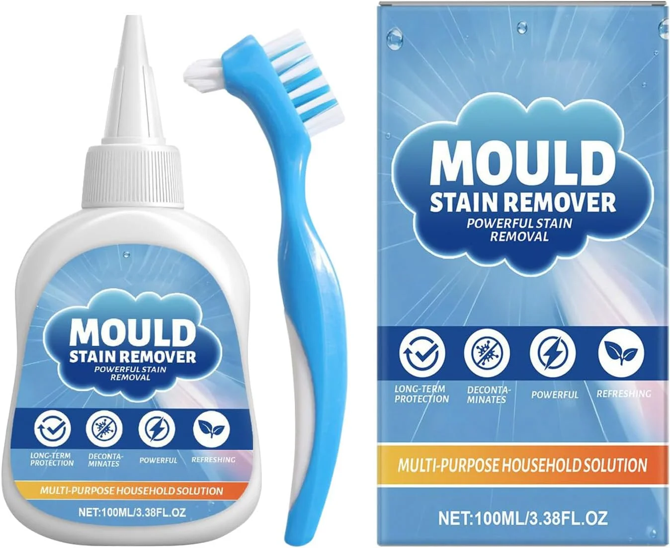 ژل پاک کننده لکه کپک، 100 میلی لیتر، رسوب زدای فعال و پاک کننده عمیق | ژل پاک کننده کپک ماشین لباسشویی | برای حمام، دوش، آشپزخانه، توالت، ماشین لباسشویی، ماشین ظرفشویی، لباسشویی و وان حمام