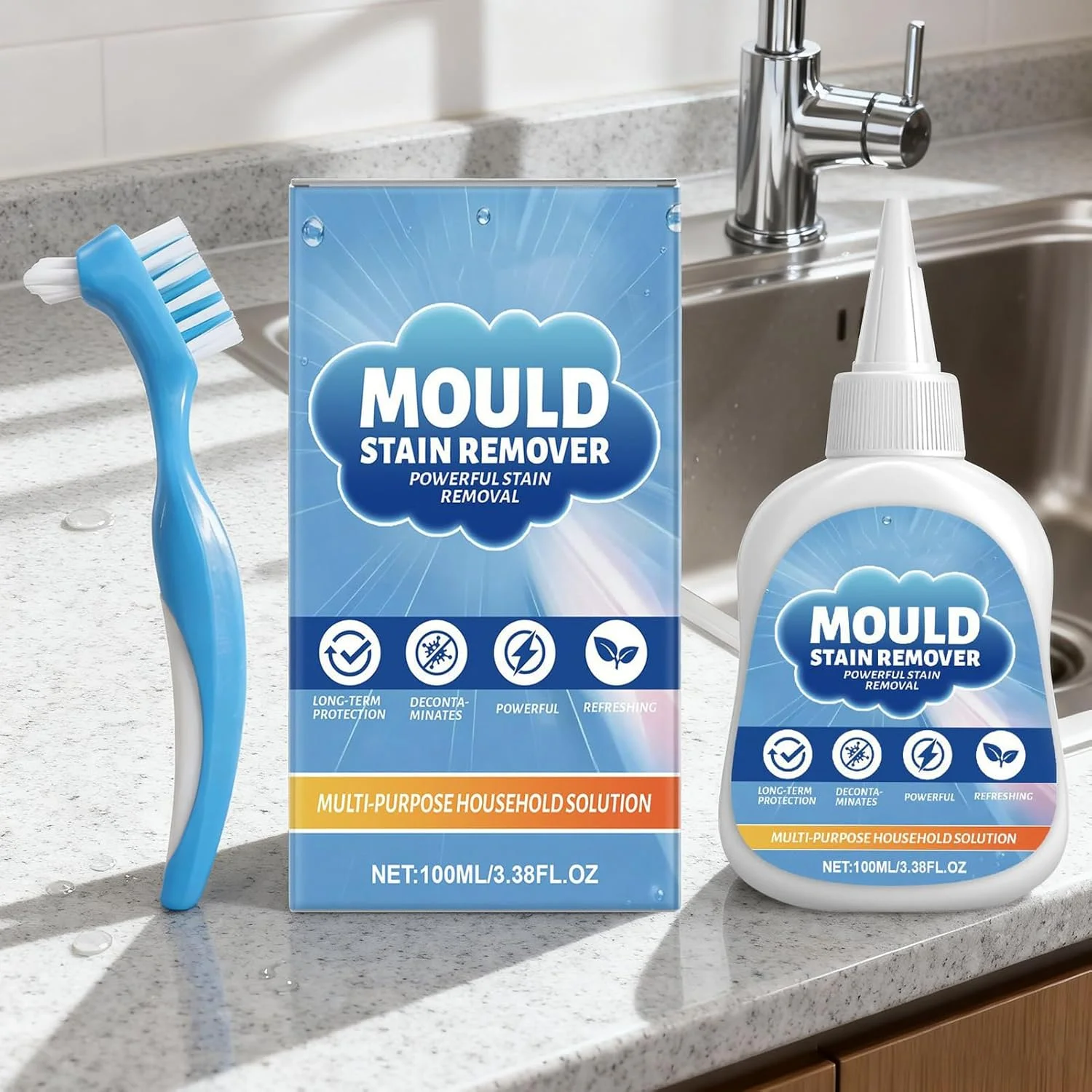 ژل پاک کننده کپک ماشین لباسشویی، 100 میلی لیتر، رسوب زدای قوی | ژل از بین برنده لکه های کپک دوش، برای حمام، دوش، آشپزخانه، توالت، ماشین لباسشویی، ماشین ظرفشویی، لباسشویی و وان حمام