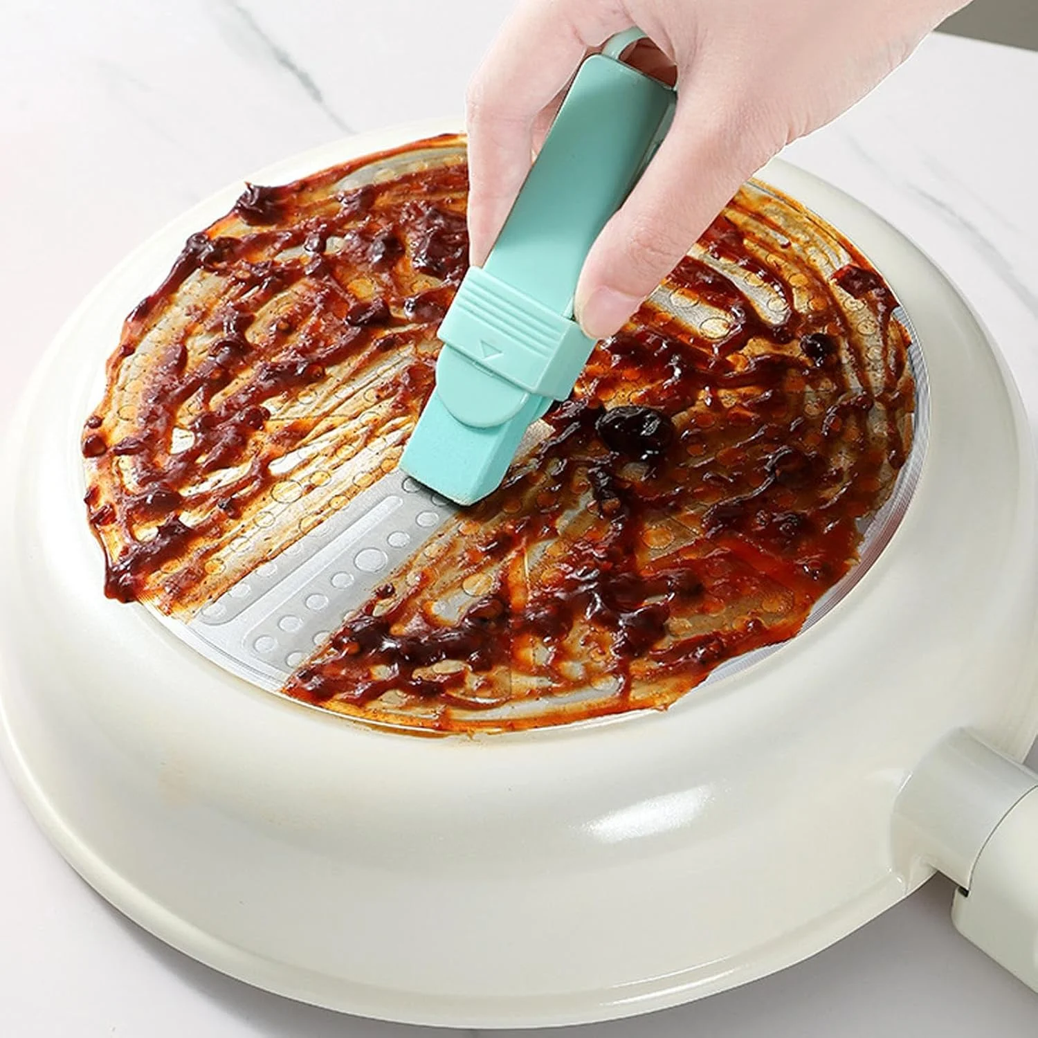 پاک کننده زنگ زدگی | پاک کننده لکه های قابل استفاده مجدد - برس تمیز کننده رسوب مرطوب و خشک برای قابلمه، آشپزخانه خانگی، آهک، شیشه، حمام