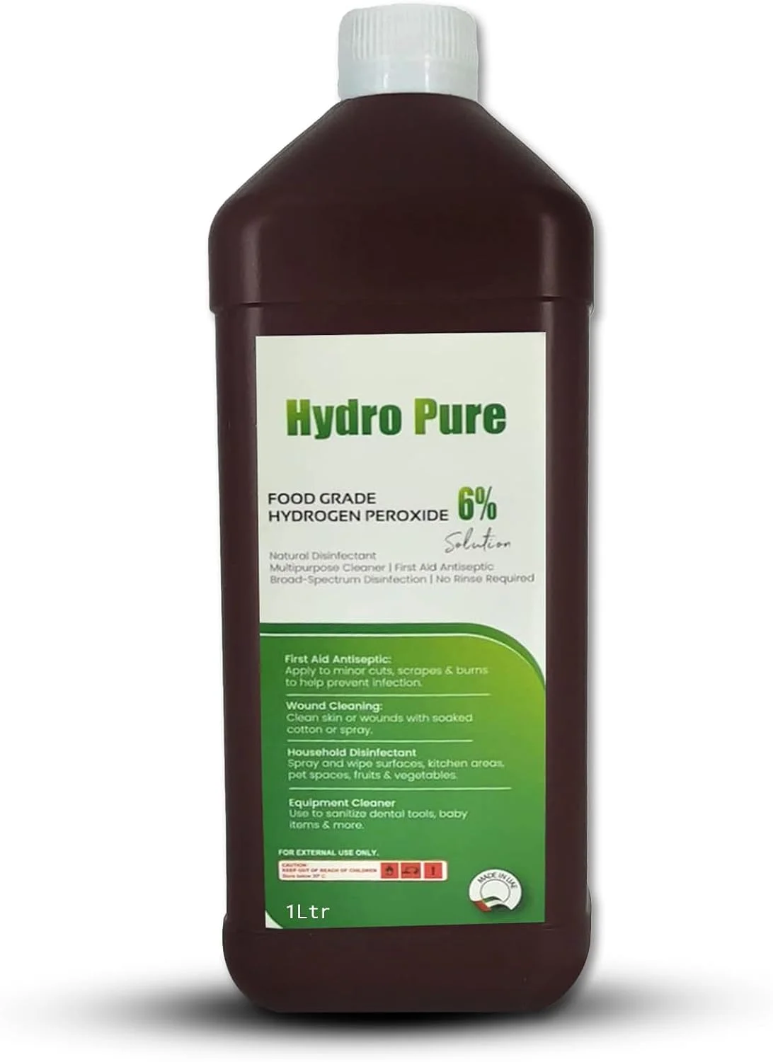 تجهیزات پزشکی کینگ ماریوت HYDROPURE | محلول پراکسید هیدروژن 6% گرید غذایی – 1 لیتر – ضد عفونی کننده و پاک کننده چند منظوره با خلوص بالا