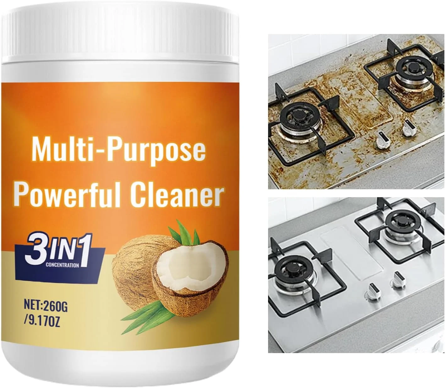 چربی زدای آشپزخانه، پاک کننده قوی چند منظوره اجاق گاز، خمیر پولیش چند منظوره - برای ظروف پخت و پز، قابلمه ها، تابه ها، میزها، لوازم خانگی و شیرآلات