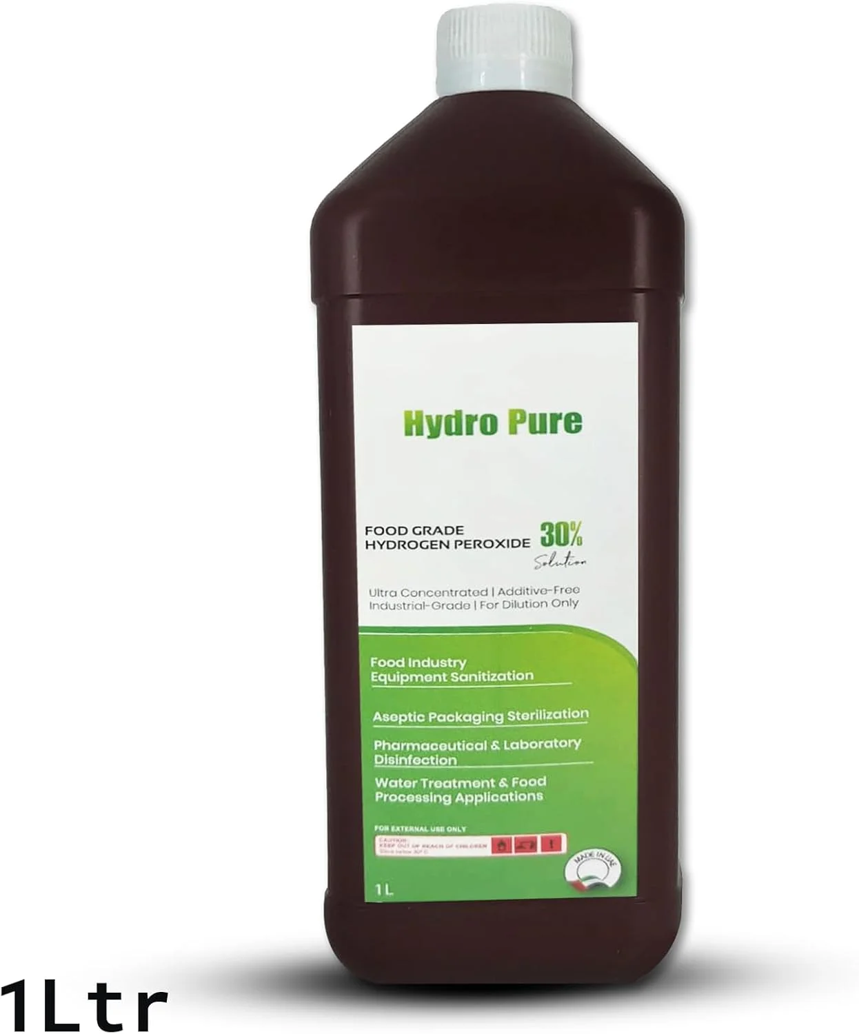 تجهیزات پزشکی کینگ ماریوت HYDROPURE | محلول پراکسید هیدروژن 30% گرید غذایی – 1 لیتر – ضد عفونی کننده و پاک کننده چند منظوره با خلوص بالا