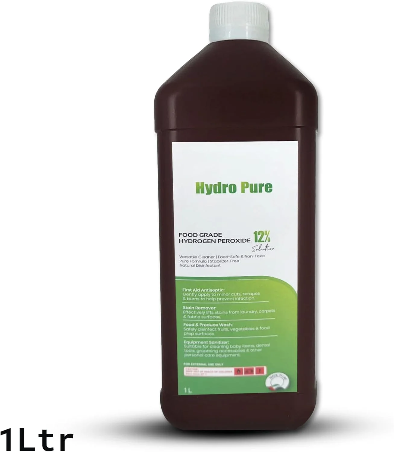 تجهیزات پزشکی کینگ ماریوت HYDROPURE | محلول پراکسید هیدروژن گرید غذایی 12% - 1 لیتر - ضد عفونی کننده و پاک کننده چند منظوره با خلوص بالا