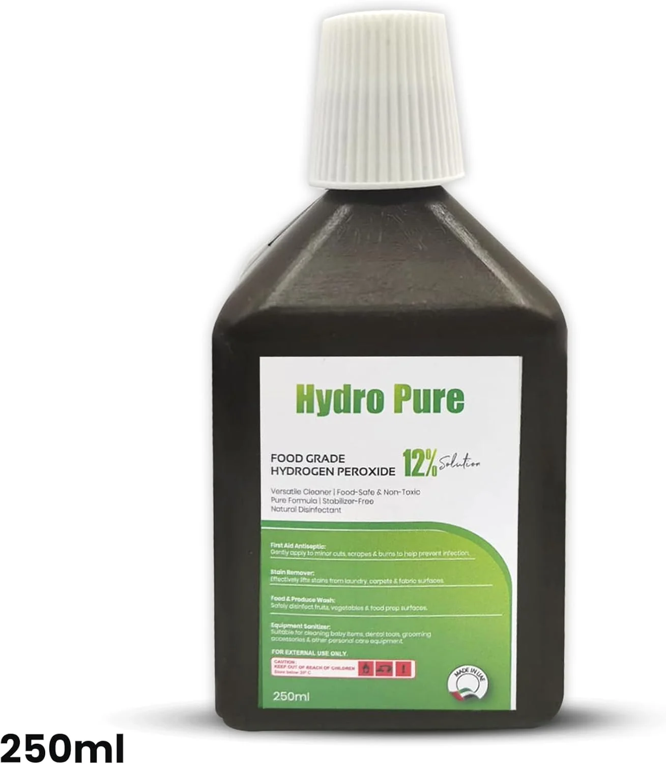 تجهیزات پزشکی کینگ ماریوت HYDROPURE | محلول پراکسید هیدروژن گرید غذایی 12% - 250 میلی لیتر - ضد عفونی کننده و پاک کننده چند منظوره با خلوص بالا